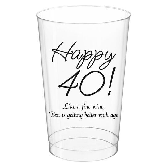 Elegant Happy 40th Clear Plastic Cups